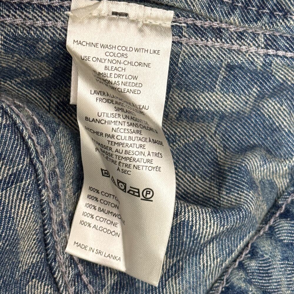 We The Free People Jacquard Letters Denim Jacket Womens Small Trucker Boho NEW - Picture 8 of 11